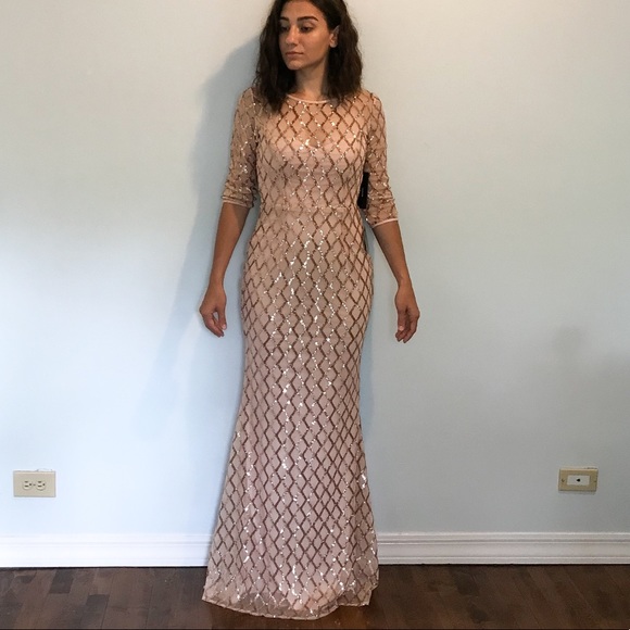 Lulus Dresses & Skirts - Rose gold sequin maxi bridesmaids dress